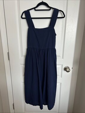 Uniqlo Navy Blue Midi-Pinafore Dress